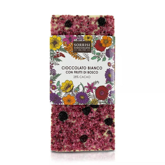 White Chocolate Bar Topped with Raspberry & Blackberries - 80g
